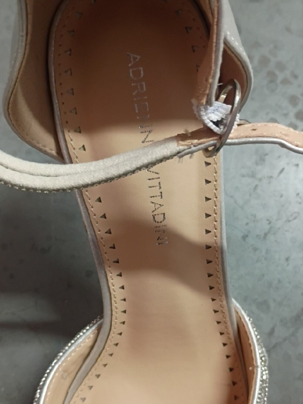 Adrienne Vittadini Silver Embellished Pointed-Toe Ankle Strap Sparkle High Heels - Picture 3 of 4